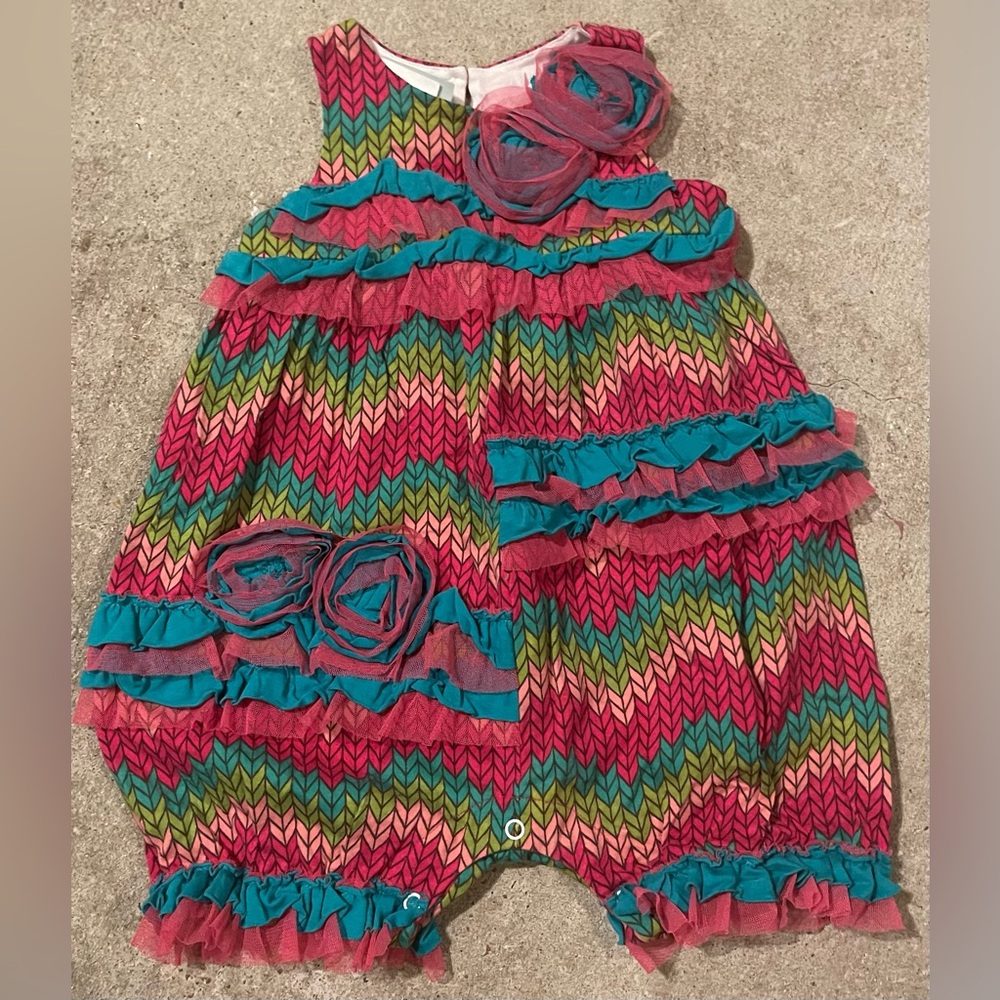 Colorful Chevron Baby Girl Romper